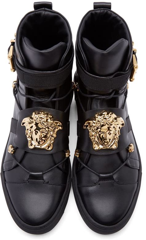 versace leather athletic high top moulded medusa|versace men's shoes.